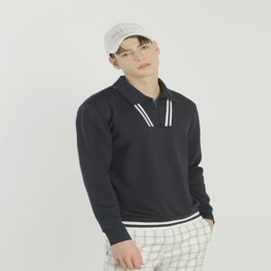 헤지스 골프 [[25SS]] HUTS5A214N3 네이비 남성 쿼터집 긴팔 카라 티셔츠