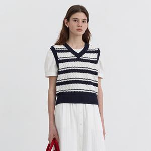 UNISEX CROCHET STRIPED KNIT VEST_UDSW5B126N2