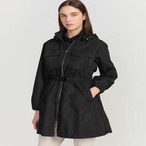 닥스 골프 여성 [[26SS]] DNJU6A218BK [PREMIUM] 블랙 글로시 배색 후드탈착형 롱사파리