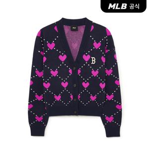 [공식] 여성 하트 전판 크롭 가디건 BOS D.Navy