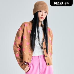 [공식] 여성 하트 전판 크롭 가디건 BOS Camel