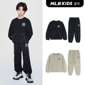 [MLB 키즈] (공식) 스트릿 베이직 로고 아트웍 우븐 맨투맨세트 (2color)