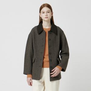 칼라 배색 헤링본 아워글래스 자켓 C254MSF036