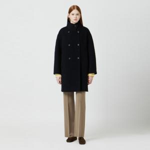 [정상가 459000원] 알파카 블렌드 하이넥 더블 코트 C254MSG355