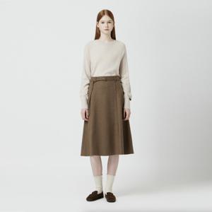 울 블렌드 벨티드 플레어 스커트 C254MSD033