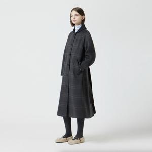 [씨씨콜렉트] 네크 니트 블록 벨티드 체크 롱 코트 C254MSG567