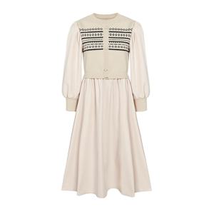 [정가139000원]니트 베스트 레이어드 플레어 원피스 GRCN0OP311