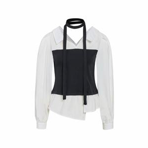 [정가119000원]타이 뷔스티에 레이어드 셔츠 블라우스