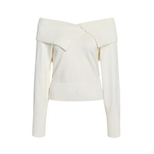 진주 스터드 오프숄더 투웨이 니트 GS3N1PO341