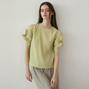 yoyoyoy여성[최초가 122000원] 웨이브 반소매 플리츠 블라우스(2colors)_AK02WNPBL01