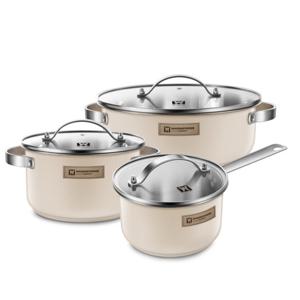 인덕션겸용 파머스 세라믹코팅 스텐 냄비 3종세트 아이보리