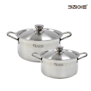 퀸즈 인덕션냄비 통3중 304스텐 냄비세트 2종C 양수20+양수24