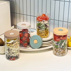 헥사 내열유리 눈금유리병 투톤실리콘캡 4종세트 800ml 요거트 샐러드 죽병