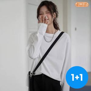 1+1 여성 레귤러핏 코마사 무지 긴팔면티셔츠 이너티 WPR2T