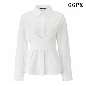 정상가 59000원ㅣ카라넥 크로스 꼬임 끈 블라우스 (GPCBA020D)