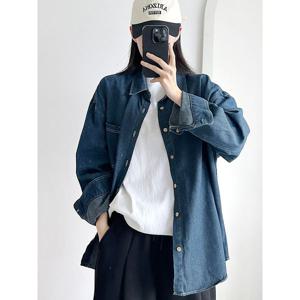 [하프클럽] 데님 오버핏 셔츠 낙낙 예쁜 루즈함 데일리 캐주얼 커플룩 청남방 빅사이즈까지