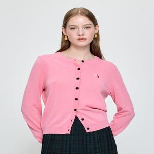 헤지스 여성 [[25FW]] HSSW5C601P2 [SET-UP] 린넨 블렌드 라운드넥 긴팔 가디건 핑크