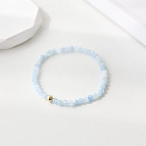 14k 골드필드 컷팅 아쿠아마린 원석팔찌 4미리 파워스톤 천연석 레이어드 얇은 팔찌