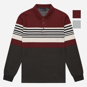 공용 배색 스트라이프 카라 긴팔티 (NTI720)