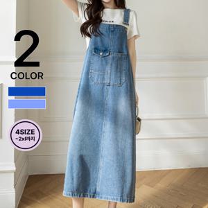 [브리치] 나바바 / 캐주얼 뒷트임 포켓 데님 멜빵 원피스 NO276/ 2컬러/ 4사이즈