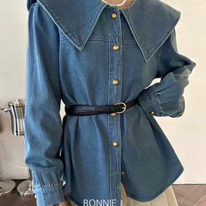 [브리치] 보니제이 / 빅카라 벨트 청 데님 남방 셔츠 (M L)