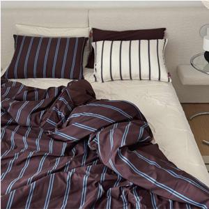 알러지케어 스트라이프 솔리드 리버시블 차렵이불 블루브라운(SS/QK)