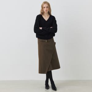 [최초가 169,900원] 프레임 랩 스커트_BROWN