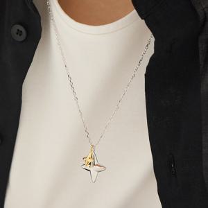 노바 실버(C) 더블 태그 롱 목걸이 HL1N52113C9700