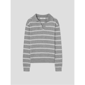 스트라이프 칼라넥 풀오버  라이트 그레이 (356251WM42)