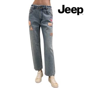 Jeep [여성 R1514 빈티지 와펜 와이드핏 데님팬츠/청바지