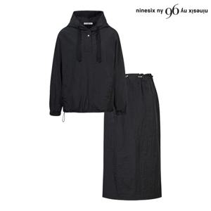 정상가:99,000원 | 스트링 후드 끈 티셔츠 트임 스커트 셋업 (NO1OW018L0)