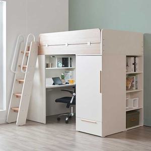 폴라 책상수납 벙커이층침대 풀세트 사다리형 계단형 프레임 올인원 독서실책상 벙커 E0등급