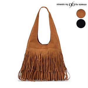 정상가:89,000원｜스웨이드 태슬 벨벳 숄더 호보 백 (NO3BG005L0)
