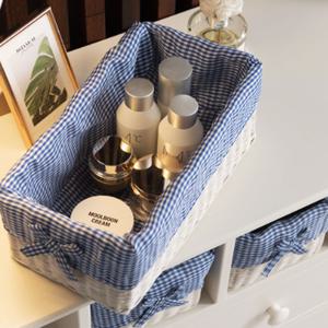 벨리아 라탄 바구니함(2개) 100% 수공예 의류 화장품 악세사리 다용도 보관함 바스켓 수건정리함