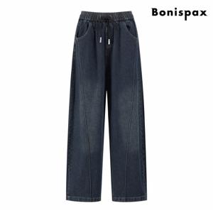 정상가:89,000원 ㅣ 와이드 허리 밴딩 끈 데님 팬츠 (XP3TA003L0)