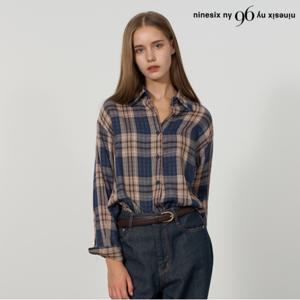 정상가:79,000원 ㅣ 글렌 체크 카라넥 오버핏 셔츠 (NP3BA039L0)