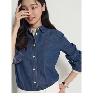 레이디스 [Essential] 인디고 데님 레귤러숏 셔츠  블루 (BF6164E03P)