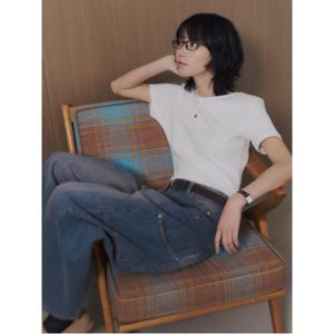 크롭 반소매 티셔츠  화이트 (356242CM21)