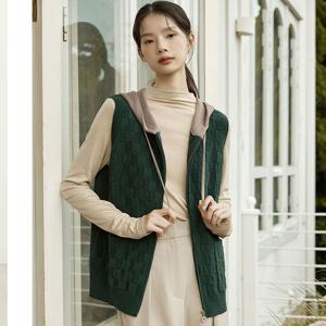 후드 자카드 니트베스트