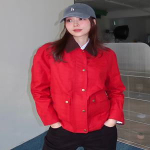 헤지스 여성 [[25SS]] HSJU5A102R2 레드 헌팅 왁스 자켓