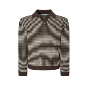 남성 [[25FW]] HZSW5F333W2 브라운 스트라이프 면 카라니트