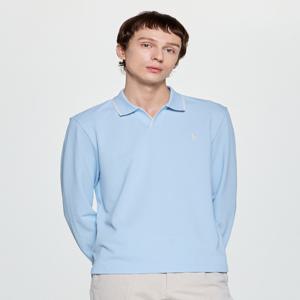 남성 [[25FW]] HZTS5F303B2 [쿨라이트] 블루 팁배색 긴팔 오픈카라 티셔츠