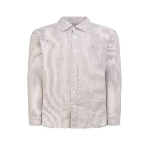 남성 [[25SS]] WHSH5B304W2 [스테디셀러] 브라운 스트라이프 린넨 긴팔캐주얼셔츠