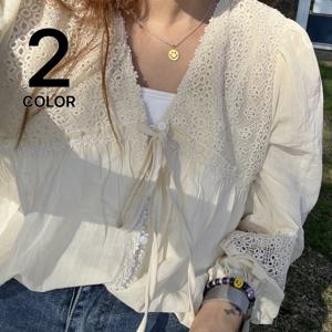 [브리치] 다비몽 / 사랑스럽게 엘 펀칭 고급 블라우스/ 2color