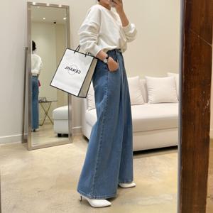 [브리치]  / 데일리 청바지 하이웨스트 투턱 와이드 데님 팬츠