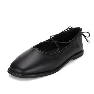 양가죽 둥근 사각코 발레리나 플랫 2color_BBG133