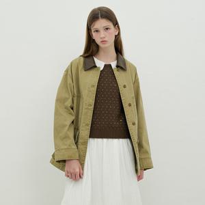 [정가279,000]카라 가죽 배색 옥스포드 워크자캣 OE5AJ8640