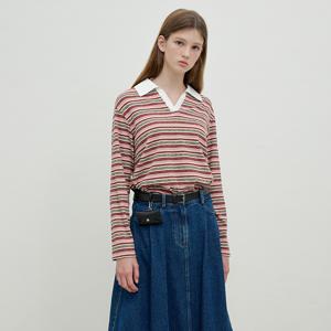 [정가179,000]오픈카라 스트라이프 티셔츠 OW5AE8910