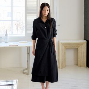 레이어드 덧장 카라 원피스 OW6MO3040