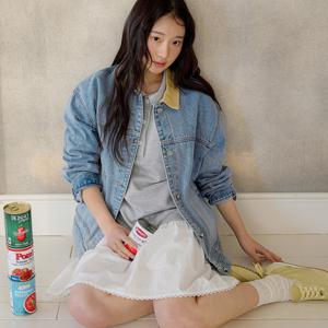 배색 카라 포켓 데님 점퍼 OE6SM2570